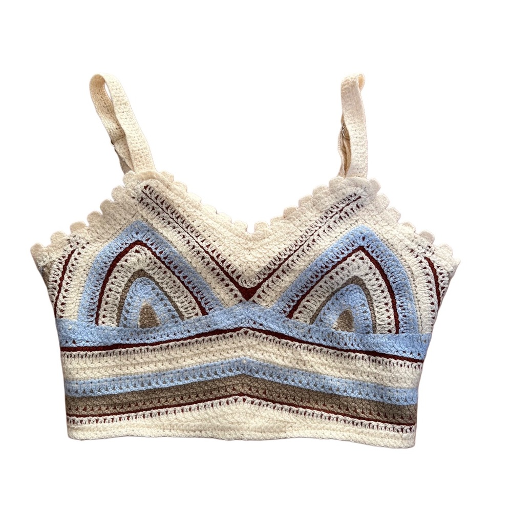 Rebellion Cream Crochet Crop Top Cottage Core/Boho Size XS